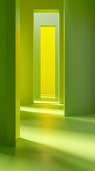 Light Streaming Through Green Hallway Doors