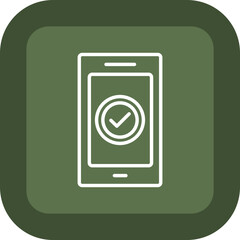 Mobile Sign Line Green Box Icon