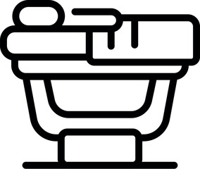 Black and white line drawing of a contemporary bathroom sink