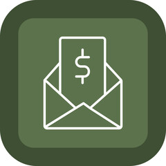 Email Funds Line Green Box Icon