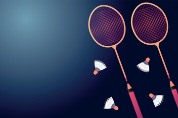 Badminton racket with shuttlecock. Vector illustration of sports wallpaper, banner, background.