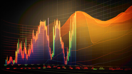 Naklejka premium A series of Fibonacci retracement levels overlaid on a price chart, highlighting potential areas of price reversal or continuation based on mathematical ratios.