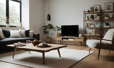 Inviting and relaxing contemporary living room with neutral tones, comfortable seating, and stylish home decor