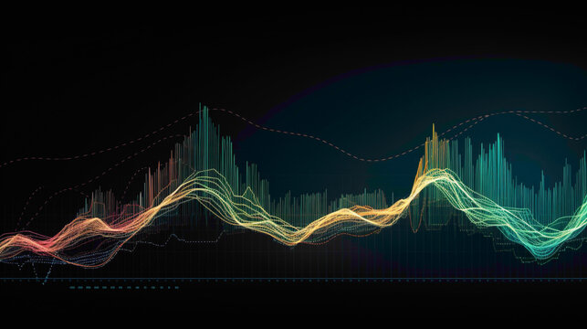A streamgraph illustrating changes in trading volumes over time, depicted with fluidity and grace on a digital screen.