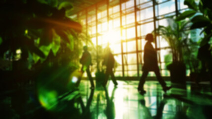 Naklejka premium business background, blurred people on the way to work, in the style of a corporate concept,