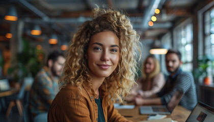 Fototapeta premium CRM Empowered Sales Team, a team of sales representatives equipped with CRM tools and insights, 