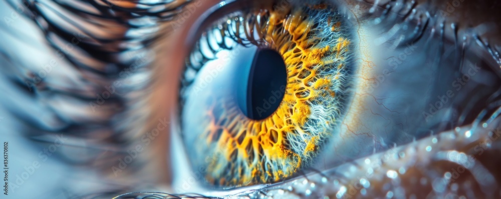 Aufkleber macro view of the pupil and cornea, emphasizing the intricate features of the eye. high-resolution i