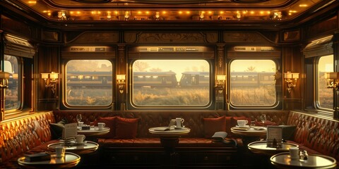 Vintage Train Journey: Reading in Art Deco Luxury, generative ai