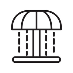 Mushroom shower line icon. Water park icon. Swimming pool icon isolated on white background. Transparent background, minimalist symbol. Vector images