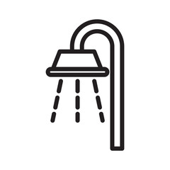 Shower line icon. Water park icon. Swimming pool icon isolated on white background. Transparent background, minimalist symbol. Vector images