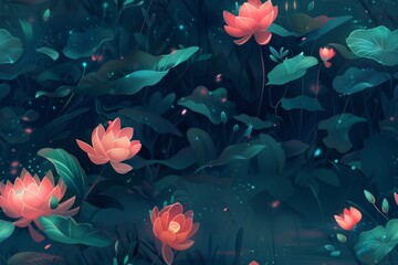 A beautiful seamless flower centric pattern design for versatile applications