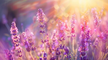 Lovely lavender flowers in stunning hues under a bright spring sun