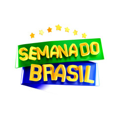 brazil week logo 3d label isolated on a white background