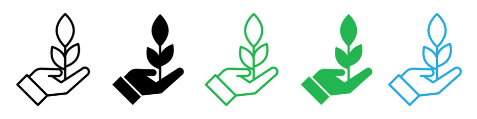 Care of plant icon logo set vector