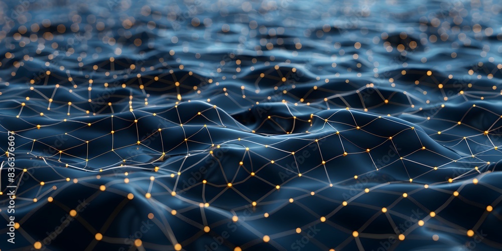 Aufkleber abstract background with dark blue and glowing hexagons, creating an elegant and futuristic design