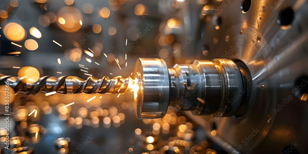 Poster metalworking parts machined on a cnc lathe for tool production. concept cnc lathe, metalworking part