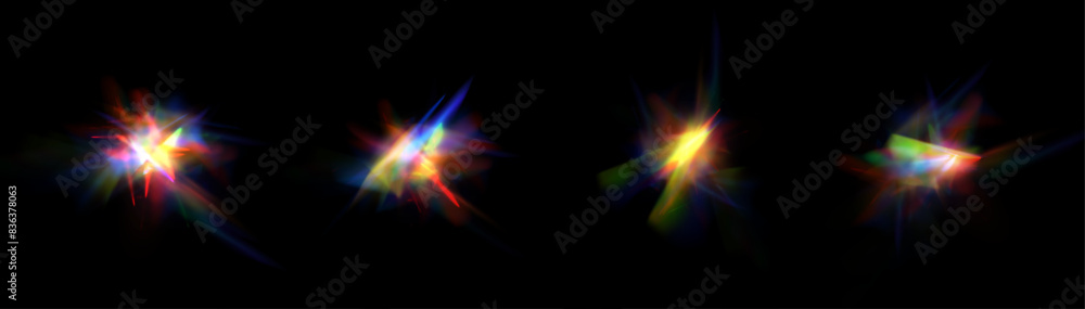 Aufkleber rainbow rays of light distortion, lens flare, reflection effect from a crystal, glass or gemstone. v