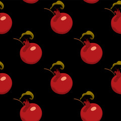 Seamless pattern with pomegranate fruits on black background. Vector design for cosmetics, spa, pomegranate juice, health care products. suitable for wallpaper, wrapping paper, textile