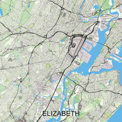 Elizabeth, New Jersey, United States map poster art