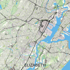 Obraz premium Elizabeth, New Jersey, United States map poster art