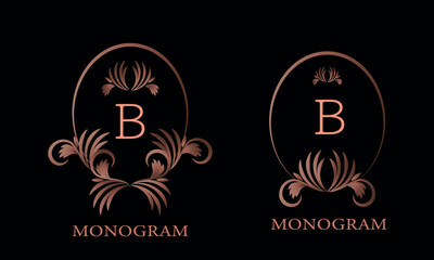 Elegant set of letter B logos can be used for business, heraldry, restaurant, hotel, postcards, etc.