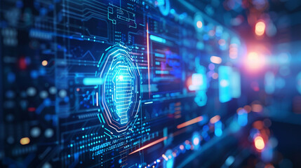 Obraz premium Visual depiction of a cyber security concept showing an authentication screen on a computer with confidential business data being protected highlighting secure access measures