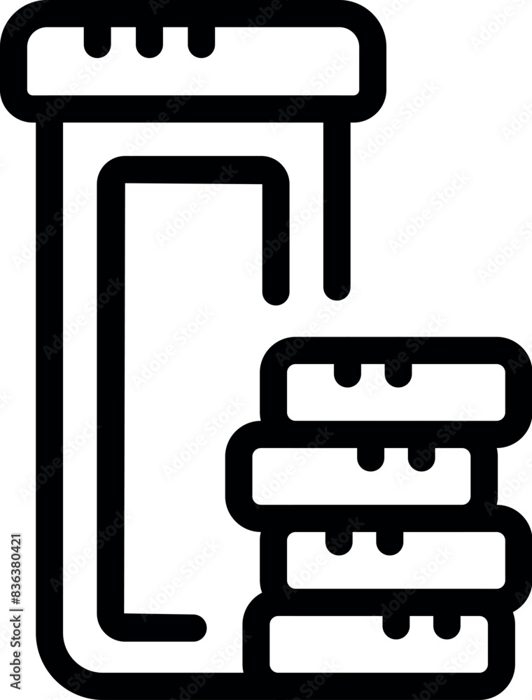Poster simplified line art icon representing a rack with test tubes for laboratory use