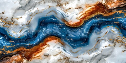 Fototapeta premium Luxurious Marble Textures White, Blue, and Gold with Unique Designs. Concept Marble Textures, Luxurious Decor, White and Blue Marble, Gold Accents, Unique Designs