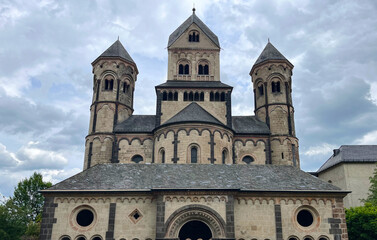 Fototapeta premium Maria Laach Abbey is a Benedictine abbey situated in Glees, on the southwestern shore of the Laacher See (Lake Laach), in the Eifel region of the Rhineland-Palatinate in Germany