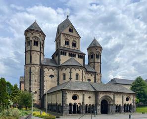 Maria Laach Abbey is a Benedictine abbey situated in Glees, on the southwestern shore of the Laacher See (Lake Laach), in the Eifel region of the Rhineland-Palatinate in Germany