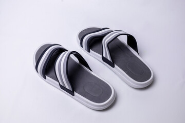 White and blue summer men's flip flops on white