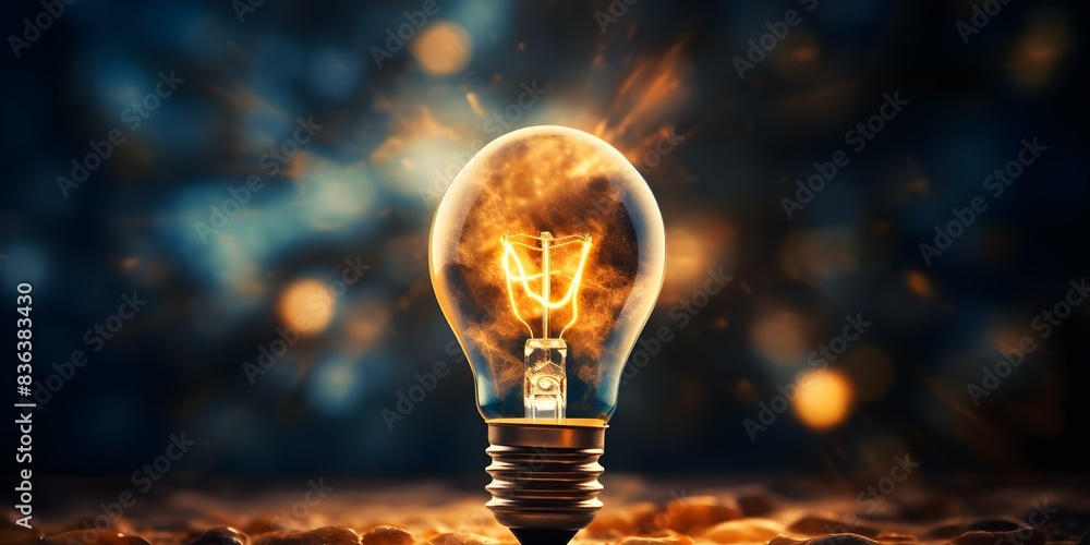 Poster digital light bulb symbolizing innovative solution and connection creatively illuminated. concept in
