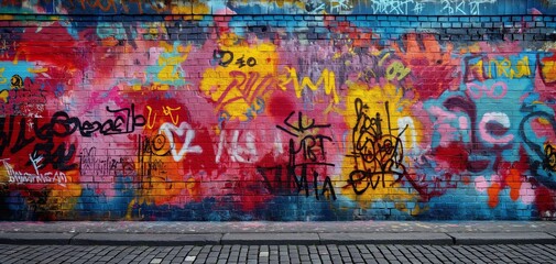 Obraz premium graffiti wall abstract background, Generative Ai not real photo, idea for artistic pop art background backdrop