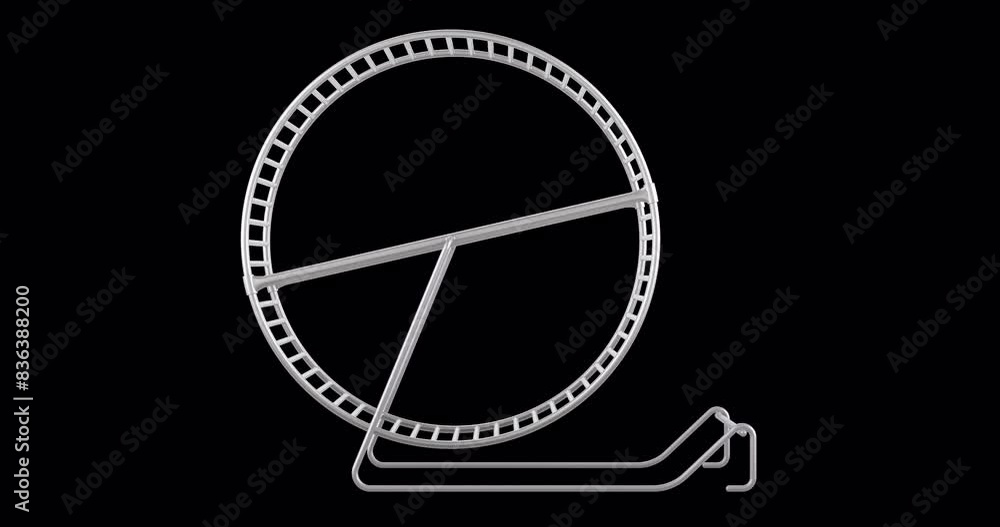 Poster hamster wheel, rotation animation seamlessly loopable. 3d rendering isolated on transparent backgrou