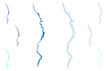 Lake Koocanusa (Canada, United States, North America, us) map vector illustration, scribble sketch Koocanusa reservoir map