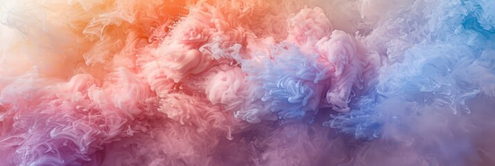 Fototapeta premium Immerse yourself in the stunning world of vibrant, colorful smoke captured in slow motion, revealing detailed patterns and mesmerizing blends. This enchanting sight is guaranteed to captivate you