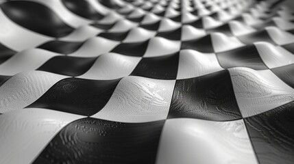 Black and white wavy checkerboard pattern