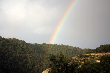 Rainbow on the shores of the Mediterranean Sea in northern Israel.