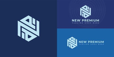 Abstract initial hexagon letters NP or PN logo in soft blue color isolated on multiple background colors. The logo is suitable for accounting and financial company logo design inspiration templates. © Miftakhul