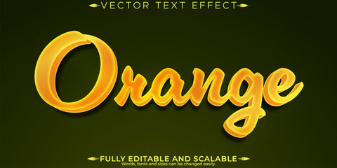 Orange juicy text effect, editable juice and organic text style