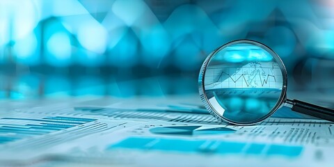 Business news under a magnifying glass for detailed insights and analysis. Concept Business News, Magnifying Glass, Insights, Analysis