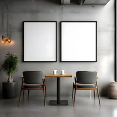 Fototapeta premium interior of a room with mockup frames on wall