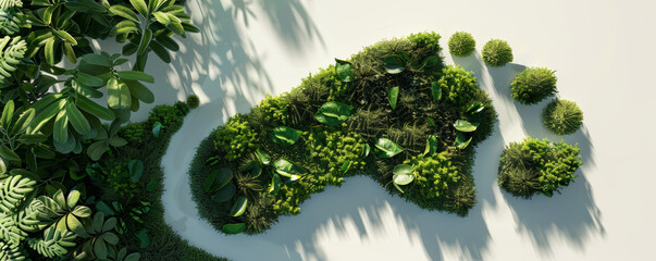 Footprint made of green plants and moss, concept of eco-friendly and sustainable living