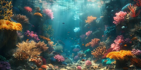 Obraz premium Exotic Undersea Garden, generative ai