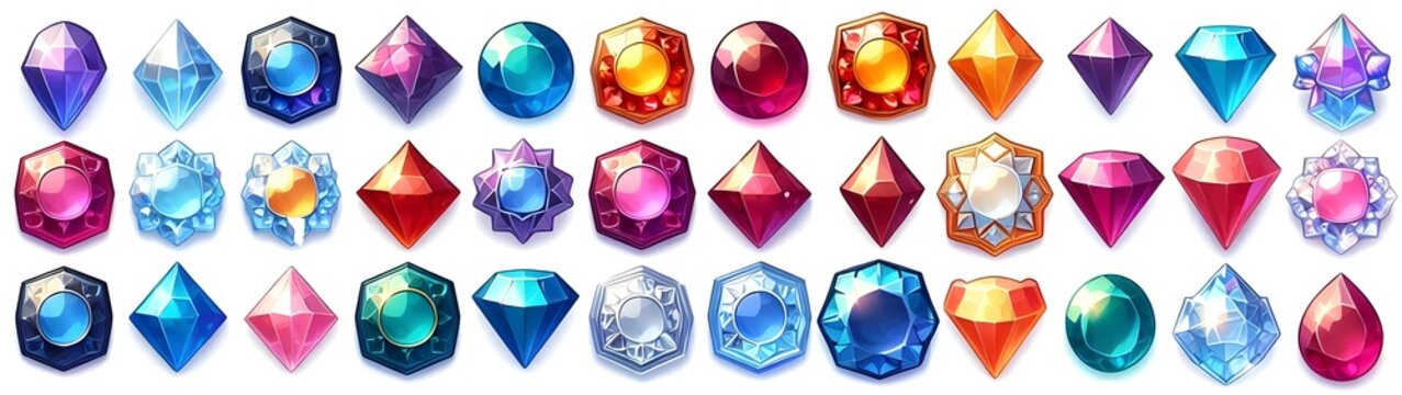 Set of gems that could be used in a game
