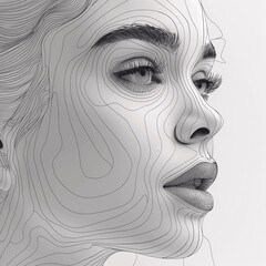 Fototapeta premium Refined contour portrait illustration.