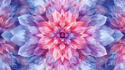 Abstract Geometric Kaleidoscope Pattern Created from Fractal Flower for Graphic Design and Wrapping Paper