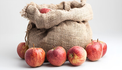 Fresh red apples spreading out from burlap bag - Powered by Adobe