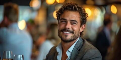 Obraz premium Stylish Professionals Discussing Opportunities, generative ai