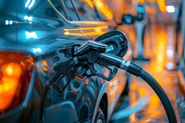 Petroleum Economy: Refuel Car with Gasoline at Petrol Station for Oil Price, Com